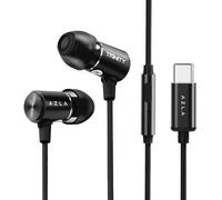 AZLA Trinity USB-C Wired Earphones with Mic & DAC - High-Resolution Sound, 8mm Dynamic Driver | USB C Headphones for iPhone 16, Samsung Galaxy, Android Phones | Wired Earbuds with Mic (Black)