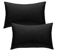 AZLAAN by PYRHAN LTD | Housewife Polycotton Pillow Cases 2 Pack | 19x29 Inches | Soft Cotton Pillow Covers for Bedroom, Baby Pillowcase, Available in White, Pink, Red, Black & More (Black)