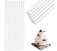 Azlanway Cake Dowel Rods, 10 Pack White Reusable Cake Supports 9.5″ Plastic for Multi-Tier and Layered Cakes, Hollow, Easy-Cut Sticks for Secure Construction and Stacking