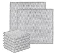 Azlanway Double Silver Ply Wire Dish Cloths, 8 Pack 20x20cm Reusable Non Scratch Scouring Pads for Wet & Dry, Quick Dry Kitchen Wire Dishwashing Rags for Pots, Pans, Stoves & More