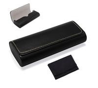 Azlanway Glasses Case Hard Case, Premium Leather Glasses Box for Men and Women Robust Durable Magnetic Closure Microfibre Cloth Lightweight Stable Portable Perfect for Sunglasses Reading Glasses