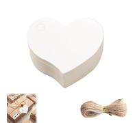 Azlanway Heart Tags White Kraft Paper with String, Pack of 100 Gift Tags Heart Shape for Writing on - Labels for Wedding, Birthday, Party, DIY, Christmas, Valentine's Day, Decoration