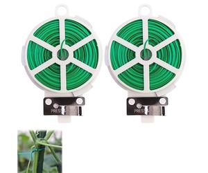 Azlanway Plant Binding Wire Set - 100 m 2 Rolls Garden Wire with Dispenser & Cutter, Coated Wire for Plant Support, DIY, Cable Organisation, Crafts, Gardening & Household