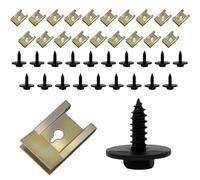 Azlanway Sheet Metal Nut Screw Nut Clip Kit, 20 Sets Stainless Steel Spring Sheet Nuts and U Shaped Body Screws for Mudguards, Bumpers, Bonnets & Interior Trims