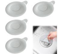 Azlanway Silicone Bathtub Sink Stoppers - 4PCS Universal Drain Plug for Bath Tub, Wash Basin, Kitchen Sink - Non-Slip Suction Stopper, Hair Catcher, Water Seal, Odour Barrier