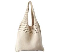 Azlanway Women's Beach Bag Boho Crochet Summer Mesh Bag Made of Polyester, Large Crochet Bag with Handles, Foldable & Washable, Shoulder Bag for Beach, Holiday, Daily Life, Shopping, Stylish Mesh Bag