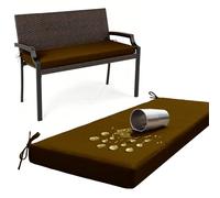 AZMAHT Bench Cushion Outdoor, 5cm Water-Resistant Polyester Seat Pad, Zippered Cover, Non-Slip Base, for 2/3/4 Seater Garden Benches, Patios and Porches,Brown,165x50x5cm