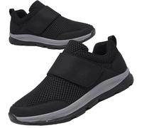 AZMAHT Disability Shoes Swollen Feet Womens Mens Trainers Slip On Wide Fit Touch Fasten Gym Sports Running Sneakers Mens Shoes Fashion Jogging Fitness Sneakers,Black,43/265mm