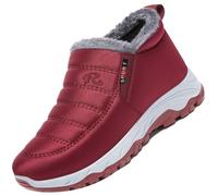 AZMAHT Extra Wide Width Shoes Mens Winter Snow Boots Cotton Boots Fur Lined Warm Boots Ankle Walking Boots Outdoor Athletic for Cold Weather,Women's red,40/250mm