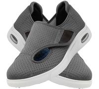 AZMAHT Medical Shoes for Swollen Feet Men Wide Fit Trainers Mens Easy Top Arthritis in The Orthopedic Diabetic Extra Wide Slippers Swollen feet Ladies fit Women,Grey,41 EU