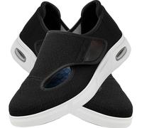 AZMAHT Medical Shoes for Swollen Feet Men Wide Fit Trainers Mens Easy Top Arthritis in The Orthopedic Diabetic Extra Wide Slippers Swollen feet Ladies fit Women,Black,46 EU