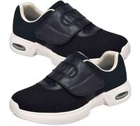 AZMAHT Shoes for Arthritis in The Feet Disability Swollen Womens Women with Slippers Moccasin Wide Fit Slip On Outdoor Plantar Fasciitis Edema Adjustable Closure Elderly,Black,38 EU