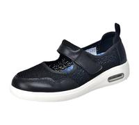 AZMAHT Slippers for Swollen Feet Women Extra Wide Width Shoes Touch Close Womens Women's Orthopedic Trainers Arthritis in The Adjustable Memory Foam,Black,43 EU