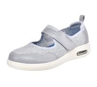 AZMAHT Slippers for Swollen Feet Women Extra Wide Width Shoes Touch Close Womens Women's Orthopedic Trainers Arthritis in The Adjustable Memory Foam,Grey,39 EU