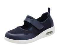 AZMAHT Slippers for Swollen Feet Women Extra Wide Width Shoes Touch Close Womens Women's Orthopedic Trainers Arthritis in The Adjustable Memory Foam,Blue,43 EU