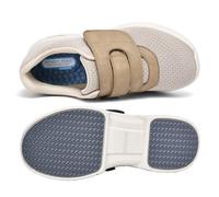 AZMAHT Slippers for Swollen Feet Women Sandals Memory Foam Extra Wide Trainers Ladies Adjustable Closure Edema Shoes Fit Touch and Close Shoe Comfy Orthopedic Arthritis Footwear,Beige,43 EU