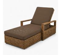 AZMAHT Sun Lounger Cushion Replacement Cushions: Waterproof Thick Padded Lounger Cushion Only with 6 Straps, Non Slip Large Outdoor Sunbed Cushions for Garden Recliner,Brown,203x66x10cm