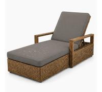 AZMAHT Sun Lounger Cushion Replacement Cushions: Waterproof Thick Padded Lounger Cushion Only with 6 Straps, Non Slip Large Outdoor Sunbed Cushions for Garden Recliner,Gray,193x56x5cm