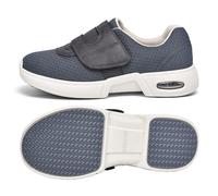 AZMAHT Wide Toe Walking Shoes Women Feet Disability Swollen Womens Easy Close Extra Width Orthopedic Diabetic with Memory Foam Adjustable for Elderly Arthritis,Grey,38 EU
