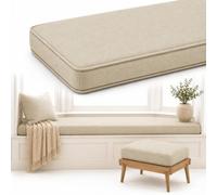 AZMAHT Window Seat Cushion, Non-Slip Indoor Bench Pad | Indoor Bench Cushion Seat Pad; 2/3 Seater Foam Cushion; Non-Slip Washable Linen Pad for Window, Piano, Dining, Shoe Rack