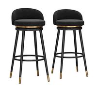 AZMANI Bar Stools Set of 2 Black Modern Swivel Bar Chairs with Back Barstools Kitchen Bar Counter Height Stools with Footrest Home Bar Stools