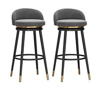AZMANI Bar Stools Set of 2 Grey, Barstools with Backrest, Velvet Modern Breakfast Bar Stools with Metal Footrest Base for Bar, Counter, Kitchen and Home
