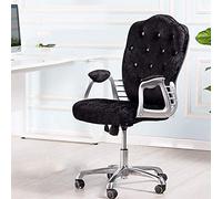 AZMANI Home Velvet Office Chair, Adjustable Petal Accent Chair, Ergonomic Makeup Computer Chair 360° Swivel, Upholstered Desk Chair For Vanity Living Room Bed Room,Black,100cm(39.37in)