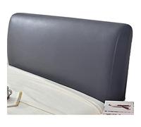AZMANI Leather Bed Head Cover, Faux Leather Headboard Cover for Super King/Double/Single, Waterproof Dustproof Protective Cover, Stretch Bed Backrest Slipcover (Dark Grey, 120x70cm)