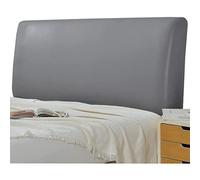 AZMANI Leather Bed Head Cover, Faux Leather Headboard Cover, Waterproof Dustproof Protective Cover, Stretch Bed Backrest Slipcover (Light Grey, 150x70cm)