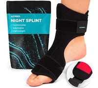 AZMED Plantar Fasciitis Night Splint & Support, Adjustable Orthotic Foot Drop Brace for Achilles Tendonitis and Heel Spur Relief, Black