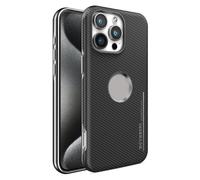 AZMINI - Case for iPhone 16/16 Plus/16 Pro/16 Pro Max, Slim Wireless Charging Leather Case, Lightweight, Shockproof Mobile Phone Case, Galvanised Carbon Fibre Mobile Phone Case (Black, 16 Pro)