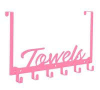 Azmoncy Manganese Steel Over-Door Hooks, 6 Hooks, Pink, Wall Mount Towel Rack for Bathroom, Bedroom, Kitchen, Coats, Hats, Bags