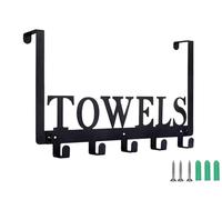 Azmoncy Over The Door Hooks, 5 Hooks, Black, Steel, Manganese Steel, Towel Rack, Heavy Duty, Adjustable Easy Install, Rust Resistant