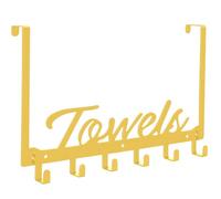 Azmoncy Over The Door Hooks, Towel Hook Towel Rack for Bathroom Towel Holder for Hanging Heavy Duty, Wall Mount Towel Hanger with 6 Hooks for Bedroom Bathroom Kitchen Towels, Bag, Coats, Hats(Gold)
