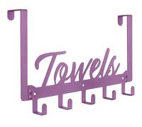 Azmoncy Over The Door Hooks, Towel Rack for Bathroom Towel Holder for Hanging Heavy Duty, Over Door Hanger with 5 Coat Hooks for Bedroom Bathroom Kitchen Towels, Purple