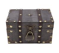 AZMUDE Wooden Treasure Chest Vintage Style Coded Lock Alloy Tipping Durable Wood Wide Application Vintage Jewelry Box