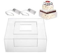 Aznever Clear Cake Riser, Acrylic Stand Cake Riser, Clear Acrylic Square Cylinder Display Box for, Birthday, Engagement,