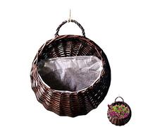 Aznever Wicker Hanging Plant Basket, Wicker Wall Planter Basket, Door Hanging Flower Basket, Wall Decor Storage Containers, Farmhouse Decor