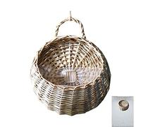 Aznever Wicker Rattan Flower Basket | Handmade Woven Hanging Basket | Woven Wicker Baskets For Wall Hanging, Storage Container Plant Basket For Wall Decor