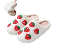 Aznever Women's Strawberry Slippers, Cute Fruit Slippers, Indoor/Outdoor, Red, White, Size 1 UK