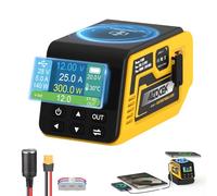 Azocek 300W Adjustable Voltage Regulator Compatible with Dewalt 20V Battery | No Battery, 2-30V DC Adjustable Output, Up to 25A, 140W Type-C PD Fast Charging, 15W Wireless Charger, 1.9" LCD Display
