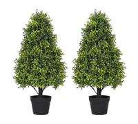 Azoco 2.5ft Topiary Trees Artificial Outdoor 30in, Artificial Trees for Outdoors, Faux Plants UV Resistant Artificial Outdoor Plants Decor, Set of 2