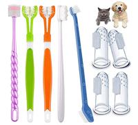 AZOFFYIU Dog Toothbrush Set, Triple Head Dog Toothbrushes, Double Head Toothbrush,Finger Rubber Toothbrushes,Multi-Angle Dental Cleaning Brushes for Dog Cat Oral Dental Health