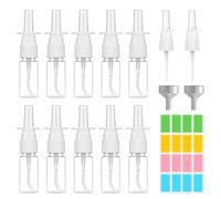 Azoisuwr 10 Pcs Nasal Spray Bottle, 10ml Refillable Empty Bottles with Nozzles Labels Funnels, Small Clear Plastic Portable Spray Bottle for Home and Travel