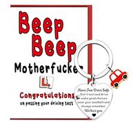 Azoisuwr 2 Pcs Just Passed Driving Test Gifts, Congratulations On Passing Your Driving Test Keyring, Greeting Card with Red Envelope