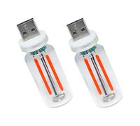 Azoisuwr 2 Pcs USB Car Light & Night Light, Red LED Lights, Portable Mini Glass Bottle LED Bulb with Touch Dimmable for Car Bedroom Hallway