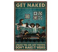 AZOLID Funny Tin Sign Dachshund Get Naked Don't Make It Weird Tin Sign Wall Art Metal Poster for Home Bar Cafe Garage Bathroom 30x20CM