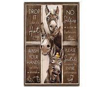 AZOLID Funny Tin Sign Donkey Bathroom Rules Tin Sign Wall Art Metal Poster for Home Bar Cafe Garage Bathroom 30x43CM