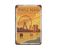 AZOLID Funny Tin Signs Myrtle Beach SC Travel Tin Signs Retro Bar Pub Diner Cafe Home Bathroom and Room Art 14x20CM