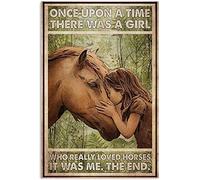 AZOLID Funny Tin Signs Once Upon A Time There was A Girl Who Really Loved Horses Retro Decor Home Kitchen Bar Cafe Bathroom Club Cave Wall Decor Dog Tin Sign 30X43 CM